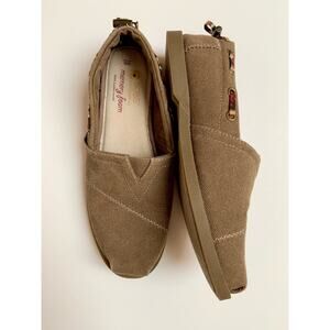 BOBS from Sketchers Brown Memory Foam 100% Leather insole Slip On Shoes Womens 6